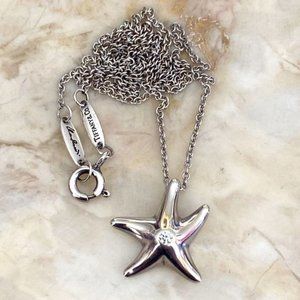Tiffany?& Co Elsa Peretti Starfish Diamond Sterling Silver Necklace